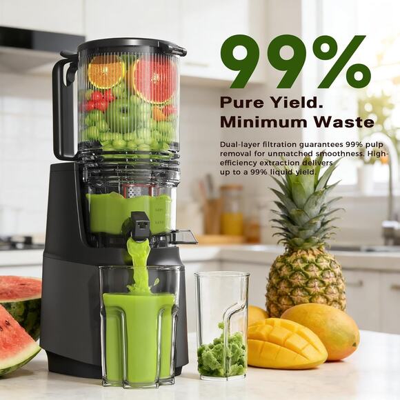 Cold Press Juicer,Slow Masticating Juicer Machines with 5.3" Large Feed Chute... - Picture 3 of 9